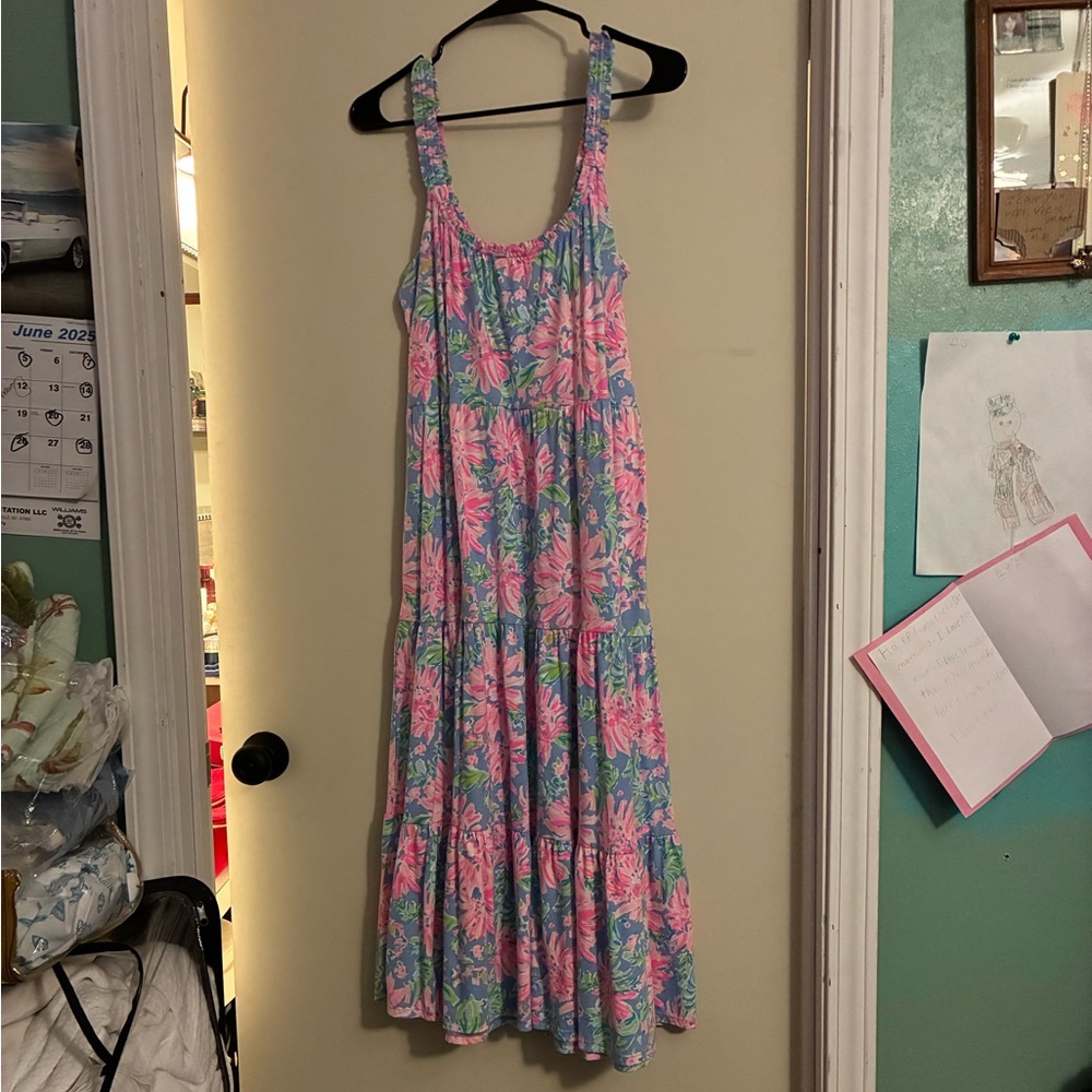 NWOT Loro Midi Dress Peri Blue Print (Sunrise Bay)